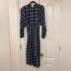 H&M plaid midi dress size xs